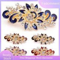 X ADORNMENT เครื่องประดับ สีสัน หมวก ผู้หญิง ผู้หญิง กิ๊บติดผมคริสตัล Rhinestones วาววับ เครื่องประดับ กิ๊บติดผมนกยูง