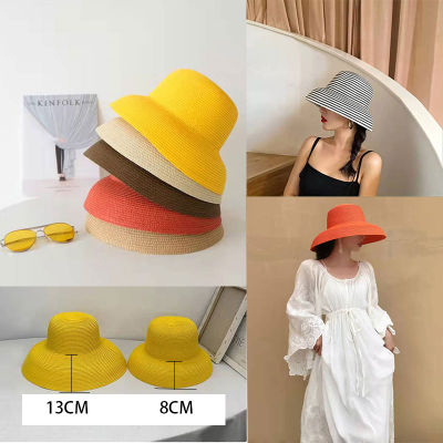 หมวกกันแดดผู้หญิงหมวกสำหรับผู้หญิงผู้ชาย,หมวกหมวกกันแดดฟางฤดูร้อนหมวกปีกกว้างป้องกันฟางแฟชั่นวินเทจ
