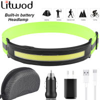 Built-in Battery COB LED Headlamp Camping Fishing Powerful USB Rechargeable Headlight Waterproof Head Torch Head Lamp Lantern