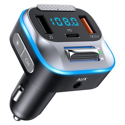 Car Bluetooth FM Transmitter , 30W PD Typ-C Bluetooth 5.0 Adapter Auto Car Charger MP3 Player Support TF Card,Hands Free