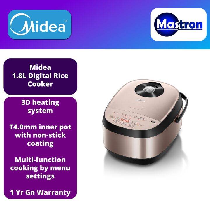 Midea Digital Rice Cooker 1.8L 4.0mm Pot MBDR5011GL [2021 New Model] Lazada