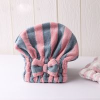 Hooded Towels Wrap for Women Stripe Absorbent Quick Dry Hair Turban for Drying Curly Long Thick Hair Hat Wrapped Towel Towels