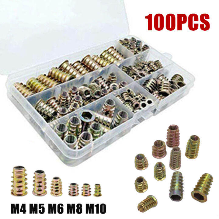 Ocean 100pcs New M4 M5 M6 M8 M10 Threaded Hex Drive Inserts Wood Screw