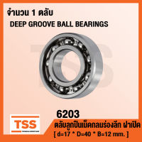 6203 ตลับลูกปืนเม็ดกลมร่องลึก ฝาเปิด 6203 OPEN ( DEEP GROOVE BALL BEARINGS )