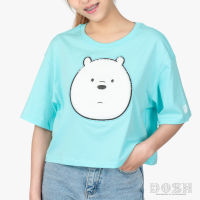 DOSH WOMENS CROPPED T-SHIRTS WE BARE BEARS เสื้อยืดทรงครอป คอกลม แขนสั้น ผู้หญิง DBBWT1025-GR