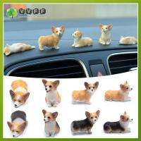 VVFF เรซิ่นบ้าน Corgi อุปกรณ์เสริมรถยนต์แผงหน้าปัดตกแต่งของเล่นลูกสุนัขเครื่องประดับตกแต่งภายในรถยนต์