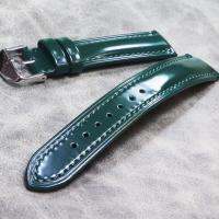 【Hot Sale】 leather strap 18mm20mm21mm22mm green water ghost horse hip texture cyan bright cowhide