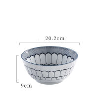 8 Inch China Jingdezhen Blue and White Porcelain Soup Bowl Noodle Salad Ramen Rice Bowls Personality Household Single Tableware