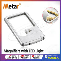 Metar 3X 6X Card Type Magnifiers with LED Light Portable Jewelry Loupe Reading Magnifying Glass Lens Illuminated Pocket Magnifier