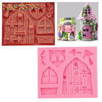 Hot 3Dการ์ตูนFairy Houseไม้ประตูและWindowsรูปร่างซิลิโคนFondantแม่พิมพ์เค้กตกแต่งเครื่องมือช็อกโกแลตMould C3046-lihelong2