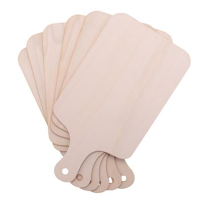 6 Pieces Christmas Mini Wooden Cutting Board with Handle Unfinished Wood Paddle Rectangle Chopping Board Tray Cutouts