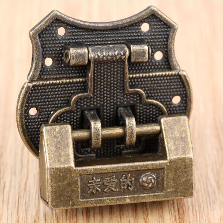 prime-deal-กุญแจกล่องไม้เครื่องประดับโบราณโบราณ2ชิ้นกุญแจกระเป๋าเดินทางลิ้นชักตู้กุญแจทองเหลืองจีนโบราณ