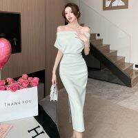 【CW】◇♨☜  French Temperament Wind Strapless Oblique Collar Female and Hip