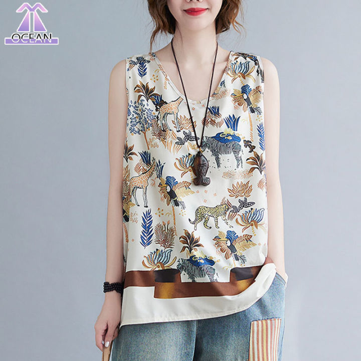 xiang-nian-ni-เสื้อกั๊กแฟชั่นสตรีสไตล์พื้นเมืองย้อนยุค-เสื้อยืดแขนกุดขนาดใหญ่เสื้อพิมพ์ลายใหม่ปี2022