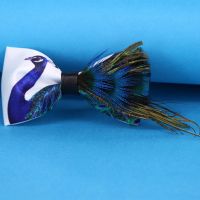 ♟✙ Peacock Feather Bow Tie Original Design Natural Hand Made Bowtie Wedding Bow Tie for Men