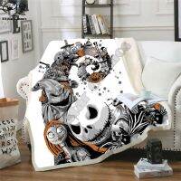 Adult/Childrens Halloween Christmas Skull Woolen Blanket, 3D Full Print Wearable Blanket