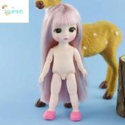 XSUIMI Make-up DIY Toy 3D Eyes Girl Dolls 16cm Long Hair Nude Body Doll 1