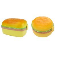 ✺♕ Hamburger Shape Lunch Box Double Layer Cute Burger Bento Box Lunchbox Children School Food Container Spoon Fork Set