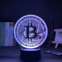 BTC Bitcoin Led Night Light Room ตกแต่ง Nightlight Touch Sensor 7สีเปลี่ยนแบตเตอรี่ Powered Table Night Lamp 3d