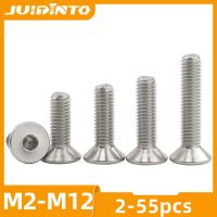 JUIDINTO 2-55 buah sekrup soket segi enam kepala datar M2 M2.5 M3 M4 M5 M6 M8 M10 sekrup Allen kepala Countersink baja tahan karat