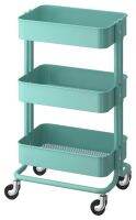 RÅSKOG Trolley, turquoise, 35x45x78 cm (รวสกู๊ก รถเข็น, สีเทอร์ควอยซ์, 35x45x78 ซม.)