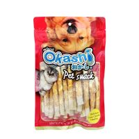 OKASHI SNACK DOG AND CAT ขนมขบเคี้ยวสำหรับสุนัข และแมว (ไก่พันแท่งฟูขาว 27 ชิ้น)