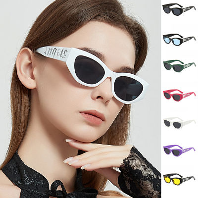 แว่นตากันแดดตาแมวแฟชั่นตัวอักษรพังค์เทรนด์ใหม่สไตล์ฮิปฮอปแว่นตาสีม่วงระดับไฮเอนด์สำหรับผู้หญิงเฉดสี UV400กลางแจ้งแว่นตาสีสันสดใส