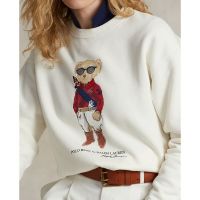 [Original]Ralphˉlaurenˉ thin velvet round neck sweater womens spring and autumn bear loose top fleece sweater T-shirt womens sweater