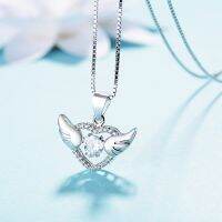 s925 Silver Angel Wings Diamond Necklace Women Fashion Diamond Dancing Stone High Quality Pendant Necklace