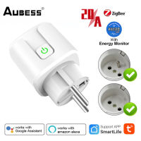 20A Aubess Zigbee Smart Plug พร้อมการตรวจสอบพลังงาน EU Smart Socket Timing Ftion การควบคุมด้วยเสียงผ่าน Alexa Home Yandex