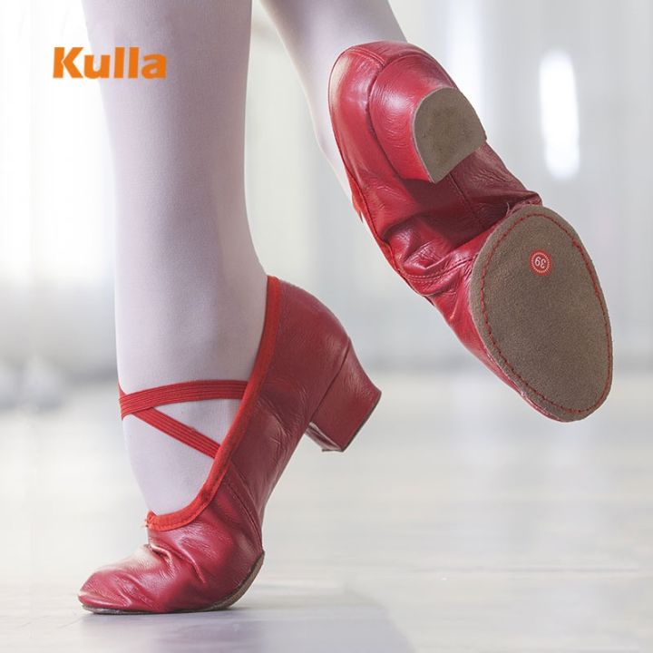 รองเท้าผ้าใบรองเท้าเต้นรำแจ๊สสำหรับผู้หญิง-รองเท้าผ้าใบเต้นซัลซ่านุ่ม-pointe-บัลเล่ย์ส้นเตี้ยสำหรับเด็กผู้หญิงห้องบอลรูม39ปี