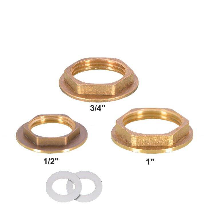 1/2/5/10pcs 1/2" 3/4" 1" Brass Hex Lock Nuts Flange Nuts Fish Tank