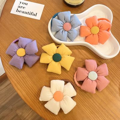 [COD] girl flower headband cute ponytail headdress head fabric rubber band