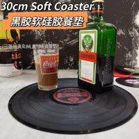 (30cm large placemat) vinyl record fully soft silicone placemat waterproof non-slip mat dish bar coffee