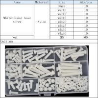 M2 M2.5 M3 M4 M5 M6 White Nylon Pan Head Phillips Machine Screw Metric Thread Cross Plastic Round Head Bolt Assortment Kit