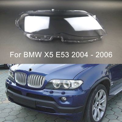 ที่ครอบไฟหน้ารถแบบกระจกเลนส์ไฟหน้าด้านหน้าสำหรับรถยนต์ที่ครอบโคมไฟหลอดไฟหน้าฝาครอบโคมไฟสำหรับ BMW E53 X5 2004-2006