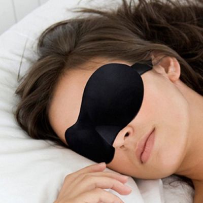 หน้ากากปิดตานอนหลับ แบบนุ่ม 3D สีดำ 1 ชิ้น