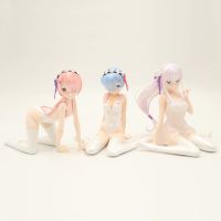 [AhQ ornaments] อะนิเมะ Re: ชีวิตในโลกที่แตกต่างจาก Zero Pajamas Ram Rem Emilia รูป Kawaii Girl Rem Figurine PVC Collection ของเล่น