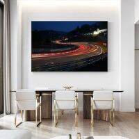 Evening Green Rally S Road Sports Car Track ภาพวาดผ้าใบพิมพ์โปสเตอร์ Forest Landscape Art สำหรับตกแต่งห้องนั่งเล่น-Frameless