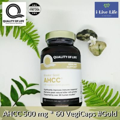 เอเอชซีซี สารสกัดจากเห็ดญี่ปุ่น Kinoko Gold AHCC 500 mg 60 Vegicaps Immune Support - Quality of Life Labs