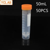 【support-Cod】 Nadia store mall YCLAB 50PCS 50ML Centrifuge EP พลาสติก Self - Standing ปากสกรูด้านล่างพร้อมฝาสีเหลืองและ Graduation Ethylene Propylene