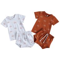 0-24M  Newborn Baby 2-piece Outfit Set Short Sleeve Sun Print Tops+Shorts Set for Kids Boys Girls  by Hs2023