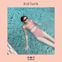 [RAFTnCo.] RAH! One-piece Swimsuit ชุดว่ายน้ำวันพีซเว้าหน้า เปิดหลัง สกรีนลาย - สีชมพูชิมเมอร์/ Shimmery Pink