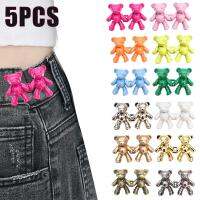 5Pcs Nail-free Jeans Bear Waist Buckle Removable Closing Artifact Invisible Snap Button Tightening Waistband Pant Adjustable