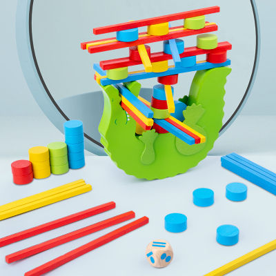 Childrens Educational Wooden Balance Blocks Crocodile Stacks Together Hand-eye Coordination Early Education Toy