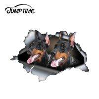 【2023 NEW】 Jump Time สติกเกอร์ Doberman สีดำ13Cm X สีดำสติ๊กเกอร์ติดรถโลหะฉีกขาดสติกเกอร์รถหน้าต่างแต่งรถ3มิติ