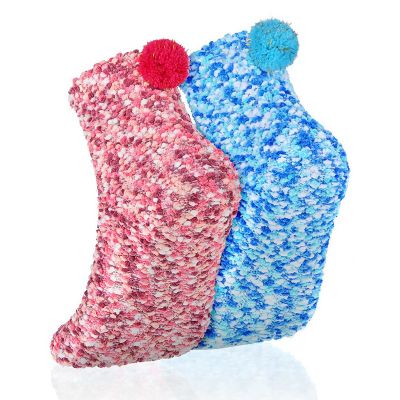 2 Pairs Cupcake Socks DIY Present Socks Women Winter Fuzzy Fluffy Socks for Christmas s Day
