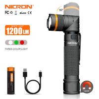 Nicron ไฟฉาย B70/B70plus 90 องศาไฟฉาย Led Handfree ความสว่างสูง 1200 Lumen สีดําTH