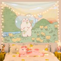 Small Fresh Home Tapestry Cartoon Cute Little Rabbit Bedside Hanging Cloth Background Cloth Dormitory Bedroom Decoration Cloth