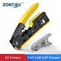 ZoeRax Ethernet RJ45ผ่าน Crimping Tool สำหรับ Cat7 Cat6A Cat6 Cat5E Cat5 Modular ปลั๊กเครือข่าย Crimp เครื่องมือตัดลวด Crimper All-In-One